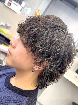 フィフスパーク(fifth PARK) メンズマッシュウルフカット緩めシャドウパーマ波巻きスパイラル