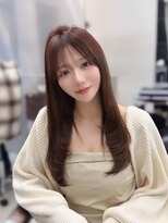 ロムーク 表参道(LOMKH)&nbsp;ロングレイヤーカット顔周りシールエクステ水光カラーベージュ