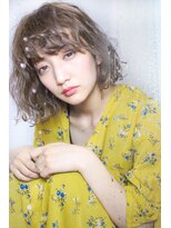 ヘアーアートシフォン 川口東口店(hair art chiffon)&nbsp;グレージュ&ひし形シルエットのエアリー切りっぱなしボブ 川口