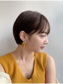 丸みショートシースルーバング_暗めカラーグランマッシュ