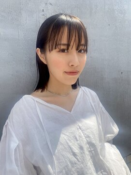 アリゲート ダイカンヤマ(Ari gate daikanyama) ワイドバング切りっぱなしボブブリーチなしマロンブラウン