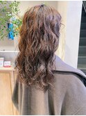 デジタルパーマミストバング艶感ミルクチョコレートうる艶髪
