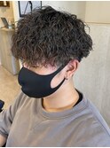 ツイストスパイラルパーマ アッシュブラウン メンズショート