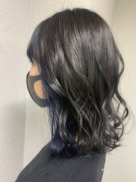 アジールヘア 所沢プロペ通り店(agir hair) グレージュ×ネイビーブルーイメチェンこなれミディ前髪所沢韓国