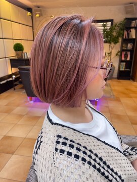 ヘアー デザイナーズ クルー ドルフィン(HAIR DESIGNERS CREW dolphin) ピンクブランドハイライト~切りっぱなし bob