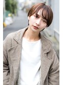 コンパクトショート　丸み　大人かわいい　チョコブラウン