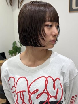 透明感モカブラウン×ミニボブレイヤー