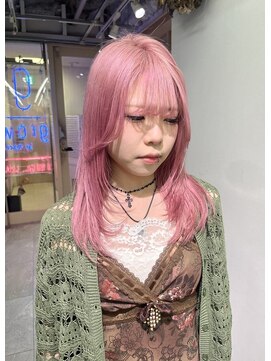 グロウ 渋谷(grow) ☆ペールピンクレイヤー × グランジスタイル☆