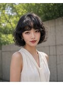 小顔ミディアムパーマミディアムデジタルパーマボブパーマ前髪