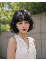 ノラ シブヤ(NORA)&nbsp;小顔ミディアムパーマミディアムデジタルパーマボブパーマ前髪