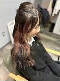冬のイメチェンピンクベージュ/イヤリングカラー/ロング