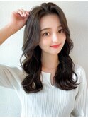 韓国風レイヤーイメチェンワイドバング美髪モカグレージュ