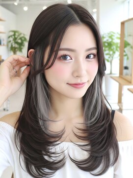 ミーム 原宿 表参道(meme) ”韓国風イヤリングカラー×レイヤーカット