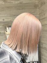 ヲタク(wotaku.)&nbsp;ピンクベージュコーラルピンク暖色カラーハイトーンブリーチボブ