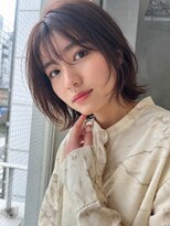 ロアヘアーコーディネート 京都駅前店(LoRE hair coordinate)&nbsp;暖色ブラウンのくびれボブ｜艶仕上げ