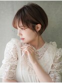 大人可愛い20代30代40代黒髪前下がりショートボブ丸みショート◎
