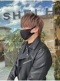 メンズ ウルフカット ブリーチカラー ダブルカラー ケアブリーチ