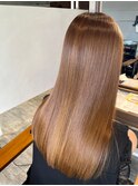 大人可愛いツヤ髪ロングナチュラルストレートブリーチなしカラー