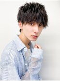 20代30代韓流☆ツイストパーマショートマッシュアッシュブラック