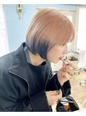 インナーカラー艶髪ネイビーグレーアッシュ大人美人
