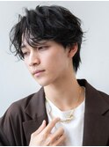 アッシュブラック/マッシュパーマ/刈り上げ/ツーブロック