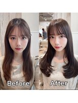 アフロート トウキョウ(AFLOAT TOKYO)&nbsp;小顔ぱっつん前髪似合わせ顔まわりミディアムレイヤーカット