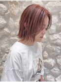 Moana【三島】#切りっぱなしボブ#センターパート#ピンク