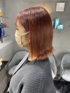 レックス 中野(rex) ボブ　ピンクオレンジ　デザインカラー