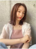 ぷつっとボブにフェイスレイヤー×ラベンダーブラウン
