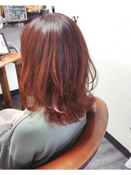 カミケン 方木田店(kamiken.) 外ハネミディアム暖色カラーこなれモテ髪【カミケン方木田店】