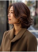 ☆オリーブグレーココアベージュ小顔クラゲヘアー/黒髪/髪質改善