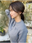 まとめた時に可愛いサイドバング×グレージュカラー
