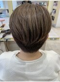 ハイライトカラー30代40代50代丸みショートくびれショートボブ