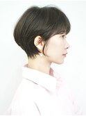 丸みショート・ボブ/丸顔/前髪あり/絶壁解消/40代/30代/長め