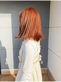 ブリーチなしオレンジオレンジベージュ暖色カラーダブルカラー