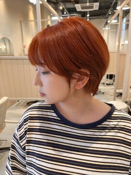 シダ(sida) 10代20代30代 ショートボブレイヤー アプリコットオレンジ