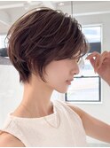 グランマッシュ/細めハイライト/ショート/白髪ぼかし/前髪☆75