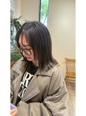 透明感アッシュブラウン艶カラー×大人可愛い外ハネボブ