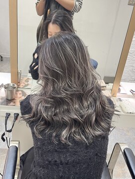 ブレンド 渋谷(BLend) ハイライトカラーくびれヘアアプリコットオレンジ