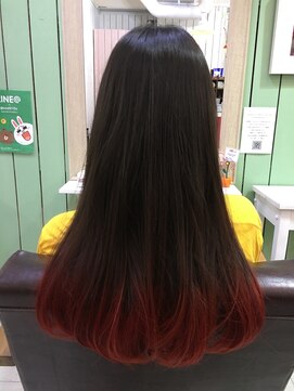 パワーオブヘアーセイカ(Power of Hair Seika) 毛先だけダブルカラーのグラデーションレッド♪