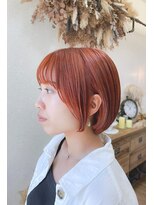 ブーケ(bouquet) オレンジショートボブダブルカラーインナーカラー韓国20代前髪