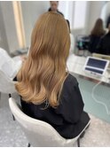 ★斜めバングミディアムヘアグレージュカラーシルキーベージュ★