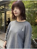 ボルドーカラー×ミディアムパーマ