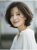 ☆ホワイトグレージュミニウルフデジタルパーマチェリーブラウン