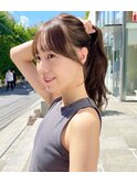 ナチュラル小顔前髪あり後れ毛サイドバング結べるボブくびれヘア