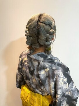 ヘアーブレイス(hair brace) 千葉駅/着物ヘア/大人ガーリー/ダークアッシュ/似合わせカット