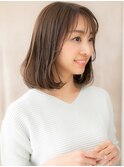 シースルーバングウォームベージュワンカールボブY川口30代40代