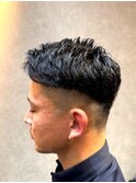 アップバング×フェード×黒髪短髪