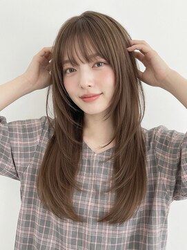 カバーヘア 上尾西口店(COVER HAIR) 髪質改善美髪ストレート/オリーブベージュ/顔周りレイヤーp上尾