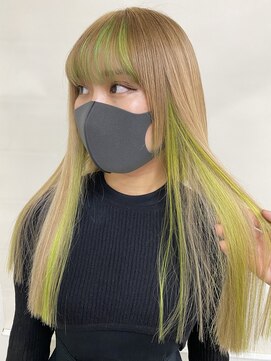 ヘアー アレス(hair ales) ハイトーンカラー　ミルクティー　ライムカラー